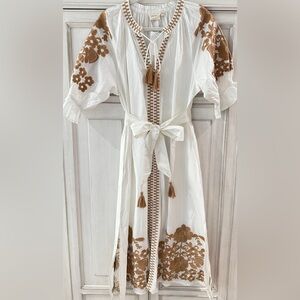 NWT SZ XXL Julia Amory Short sleeve Coatue Caftan white and camel